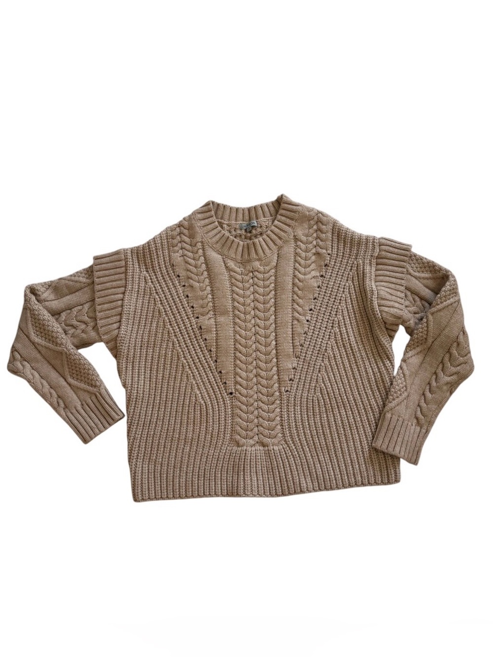 Jamison Cozy Cable Knit Crewneck Sweater - Beige
